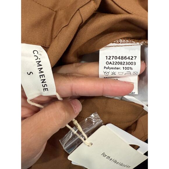 Commense Preppy Academia Brown Wide Leg Button Detail Casual Pants Small - Picture 4 of 4